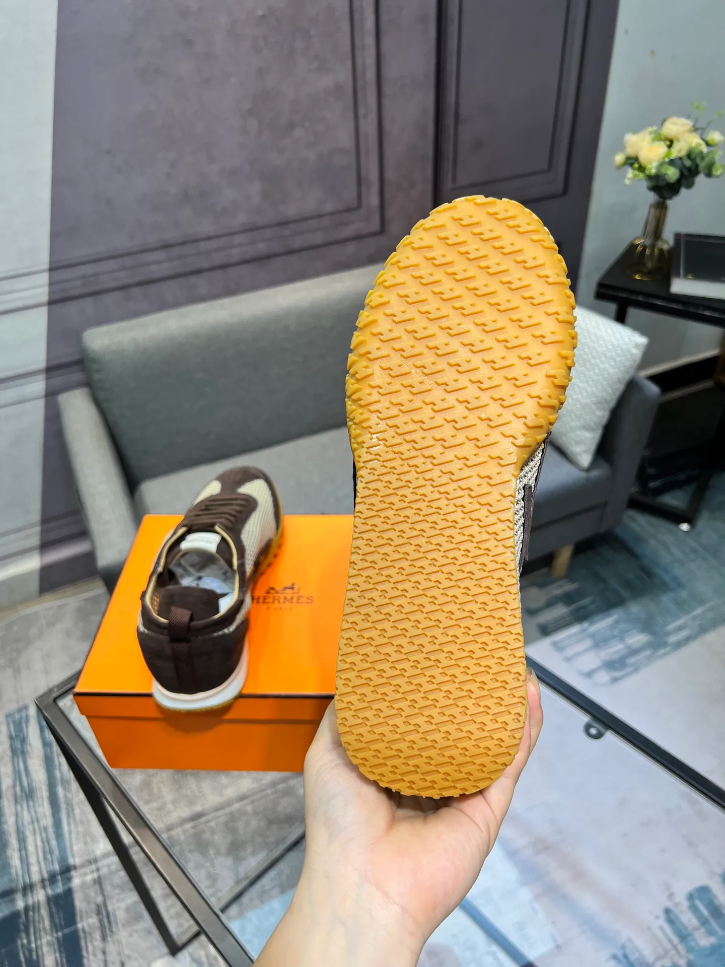 Men's shoes 💰700 [HERMES] Hermès - High-end quality original order 🔍🔍 - Upper: 🔝 cowhide suede splicing design - Inner lining: imported mixed sheepskin - Outsole: TPR foam · Rubber: two-color combined molding outsole - Super high quality control · Fine workmanship: highlighted (high-end, luxury, grade) -Size: 38-44 (45, 46, can be customized)